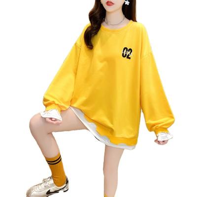 China New fashion autumn loose women's sweater thin stitching hoodie anti-shrink hoodie wholesale long-sleeved tops for sale