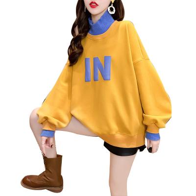 China S long sleeve anti-shrink plus size cartoon loose print round neck autumn leisure ladies sweater hoodie for sale