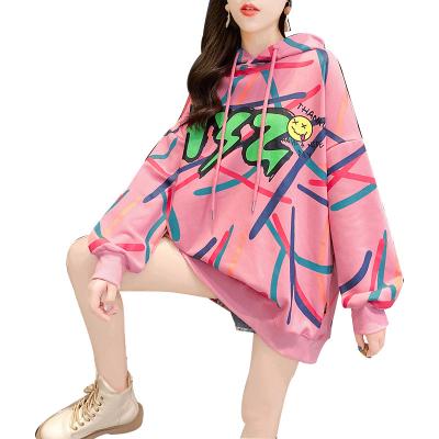 China Wholesale anti-shrink drop can be print large size loose round neck long sleeve ladies sweater customized hoodie for sale