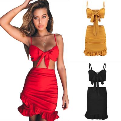 China Designer Trending 2021 QUICK DRY New Product Suit Camisole Bra 2 Pieces Set Women's Skirt Set for sale