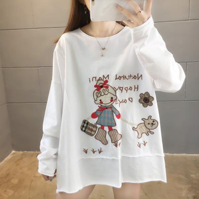 China New Large Size Anti-wrinkle Casual Loose Blouse Women's Printed Women's Long Sleeve T-shirt for sale