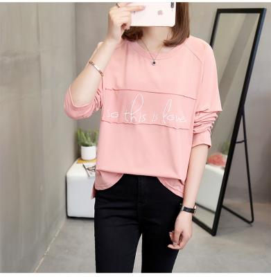 China New Large Size Anti-wrinkle Casual Loose Blouse Women's Printed Women's Long Sleeve T-shirt for sale