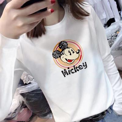 China Wholesale Anti-wrinkle Summer Can Be Printing Large Size Loose Round Neck Ladies Long Sleeve Customized T-shirt for sale