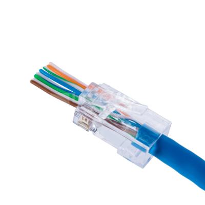 China Network cable factory direct plug to wire home 8P8C UTP cat5e cat6 RJ45 transparent connector for sale