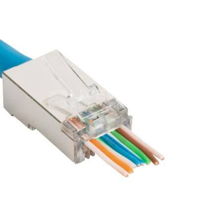 China New Network Cable High Quality Ethernet Ez Utp Cat5e Cat6 Network Plug Pass Through RJ45 Connector for sale