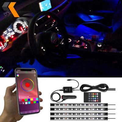 China HOLY Retrofit RGB 5050 LED Strip Atmosphere Car Remote Interior Decorative Lights With Remote Control APP Music Sync Radio for sale