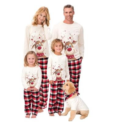 China 2021 Christmas anti-pilling gear for family Christmas elk printing long-sleeved pajamas set mommy and me gear Christmas pajamas for sale