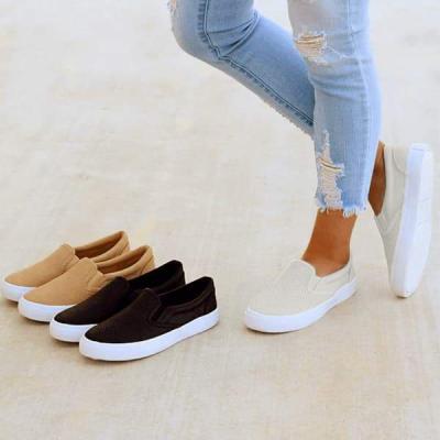 China Latest Casual PVC Slip On Flat White Running Shoes Ladies Sports Low Top Loafers Womens Sneakers Shoes for sale