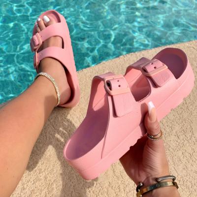 China Lightweight double buckle sandals for men summer double strap sandalias beach unsiex slipper arket women outdoor sandals for sale