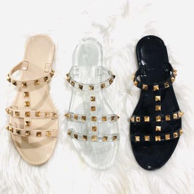 China CUSHIONING Women Sandals Hot Selling Clear Flat Beach Liuding Outdoor Jelly Sandals Transparent for sale