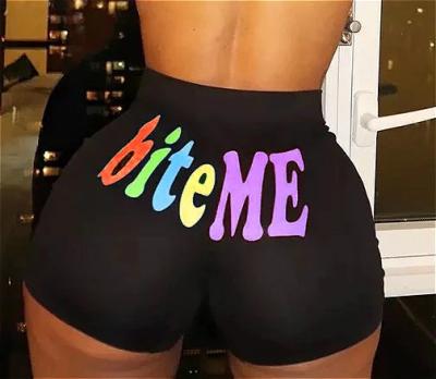 China QUICK DRY summer hot sale women's sports and leisure letter printing elastic hip shorts for sale