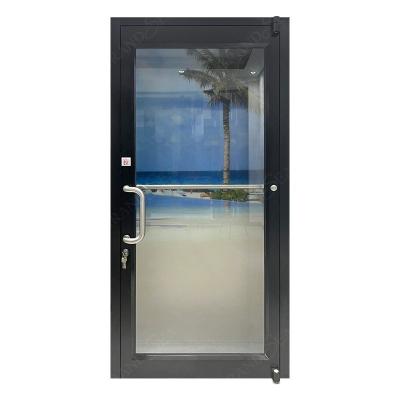 China Factory Price Grandsea Glass Door Black Aluminum Casement Windproof Frame For Home Upper Exterior Front Entry Door for sale