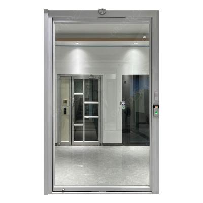 China Grandsea Residential Silver Frame Aluminum Alloy Windproof Front Glass Pivot Door Digital Door Lock Smart Modern Pivot Door for sale