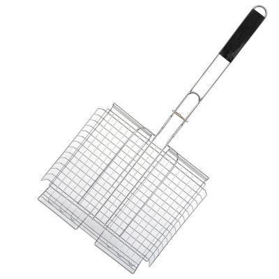 China 3 Notch Caged Dustproof Custom Grill Basket For Meat Chicken Fish Corn BBQ Grilling Basket for sale