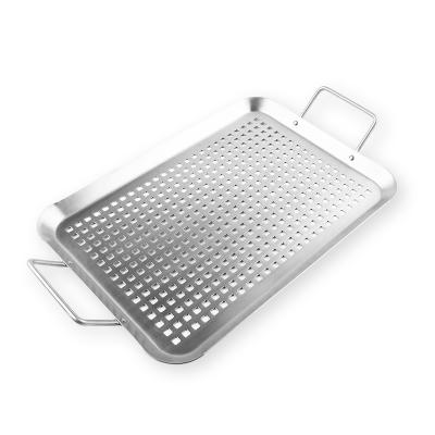 China Metal OEM Food Grade Barbecue Tools Kitchen Stainless Steel Square Hole Bakeware Barbecue Tools Non-Stick Pans for sale