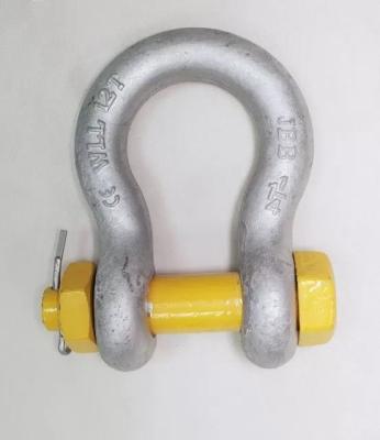 China 12 Tonne WLL Yellow Safety Anchor Bow Shackle With Bolt-Type Design for sale