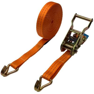 China 2T J Hook Ratchet Tie Down Straps , 8M Cargo Lashing Straps for sale