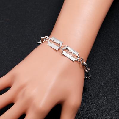 China Fashionable new European and American border accessories razor blade pendant bracelet alloy hip-hop punk bracelet for sale