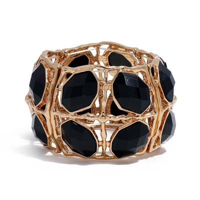 China European and American romantic fashion jewelry fashion Jeweled retro textured wide faceted alloy bracelet bracelet for sale