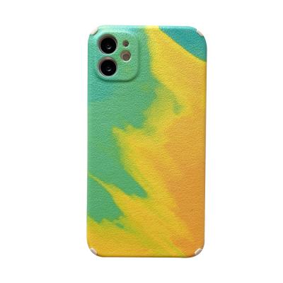 China Luxury Morandi Watercolor Designer Shockproof Drop Shipping PU Leather Phone Case For iPhone 12 Phone Case for sale