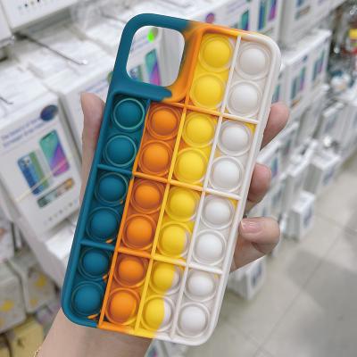 China 2021 new anti-drop phone case silicone toy fidgety person bubble push case cover device for iphone 12 pro max for sale