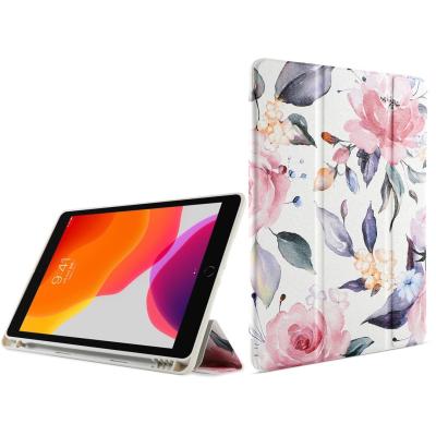 China Stand Auto-sleep Function Magnetic Case For iPad Air 2 Case With Pen Slot Silicone Flower Flip Case For iPad Pro 11 for sale