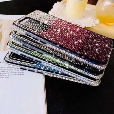 China Anti-fall suitable for Samsung Galaxy Note 20 U rhinestone mobile phone case S20 three-color gradient diamond mobile phone case for sale