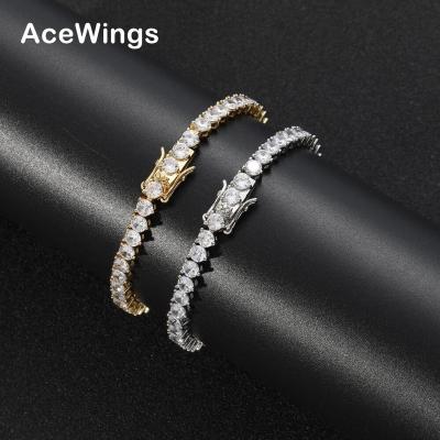 China Hip Hop BB212 Zircon Fork Setting Zircon Tennis Bracelet Hip Hop CZ Brass Jewelry 4mm 7inch 8inch 3 for sale