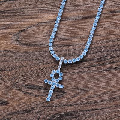 China CN246 Hip Hop Anha Cross Tennis Chain Copper Micro Pendant Pave With CZ Stones Jelry Necklace For Men And Women for sale