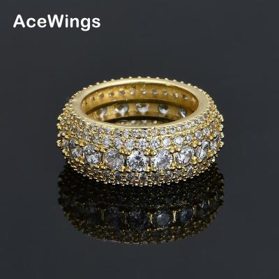 China R011 Hiphop Men's Ring Brass Gold Silver Color Cubic Zircon Iced Out RING Fashion Hip Hop Jewelry for sale