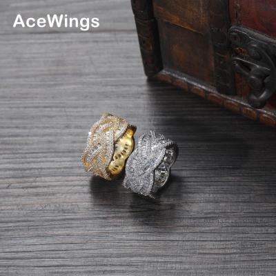 China R043 Hiphop Brass Fork Setting CZ Ring Cubic Zircon Iced RING Hip Hop Zircon Rings Jewelry for sale