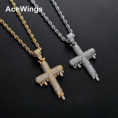 China CN126 D.C.A. CZ Brass Cross Pendant&necklace hip hop jewelry for men and women party gift for sale