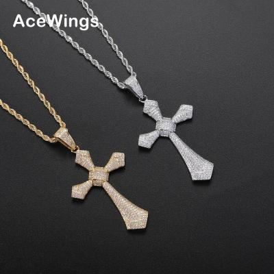 China CN371 Hiphop Cross Arrangement Brass CZ Hip Hop Necklace Bling Bling Iced Out Jewelry for sale