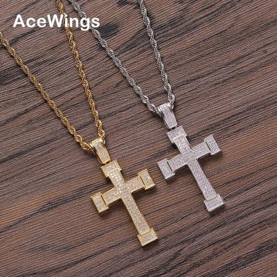 China Hiphop CN294 Bling Bling Hip Hop Cross Pendant Brass Mic To Pave With CZ Stones Necklace Jewelry For Men And Women for sale