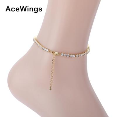 China Hiphop A003 4mm CZ Tennis Brass 9inch Anklet Chain With Iced Out Bling Bling Cubic Zircon Addon Chain For Women for sale