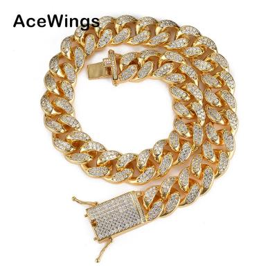 China Hiphop BC011 20mm Chunky Brass Chain Hip Hop Iced Out Cuban Zircon Necklace Mens CZ Jewelry Bling Bling Men's Necklace Chain for sale