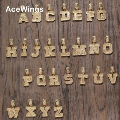 China Hiphop A-Z 26 AAA Letters Iced Out Zircon Bling Brass Arrangement CZ Necklace Bling Pendant Jewelry CN414 for sale