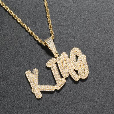 China Hiphop CP28 Brass Customize Pendant Fork Setting With Zircon Bling Bling Necklace Hip Hop Jewelry for sale