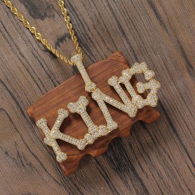 China Hiphop CP30 Custom Letters Arrangement Brass CZ Pendant Iced Out AAA Zircon Hip Hop Necklace Jewelry Gift for sale