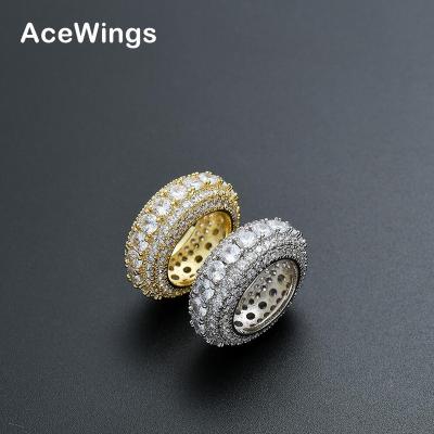 China R022 Hiphop Men's Ring Brass Gold Silver Color Cubic Zircon Iced Out RING Fashion Hip Hop Jewelry for sale