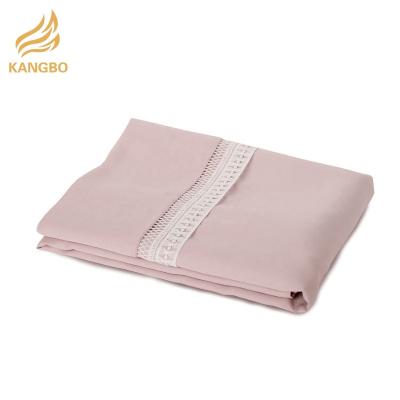 China 100% Bamboo Anti-bacteria Fabric Summer Pillow Case Cooling Rose With Hollow Lace Woven Sunflower Bamboo Pillowcase Solid Sleep Bedding for sale