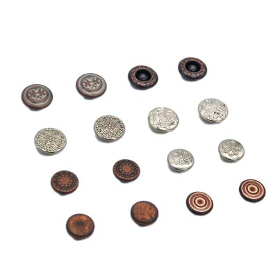 China Custom Logo Fashion Metal Rivet Nickel Free 9.5mm 8mm Jeans Button for sale