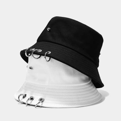 China Picture Custom Design You Own Hip Hop Iron Ring Black Bucket Hat for sale