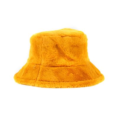 China Image Customized White Fisherman Women Winter Fur Plain Adult Fluffy Furry Bucket Hat Custom Made for sale