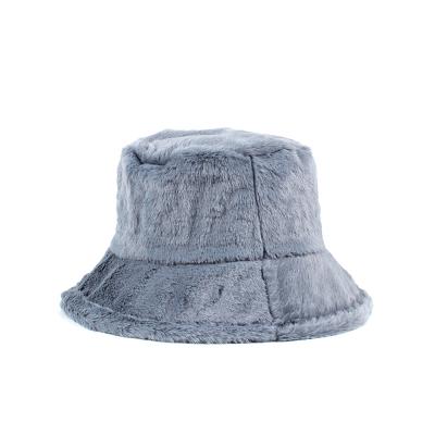 China Image Wholeseller Girl Faux Rabbit Fur Women's Soft Fisherman Hat Autumn Winter Warm Bucket Hat for sale