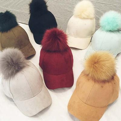 China JOINT Custom Baseball Cap Embroidered Baseball Cap Hat With Furry Ball for sale