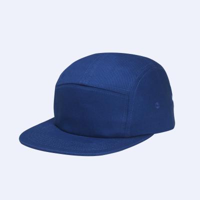 China Wholesale JOINT Blue Unstructured Cotton Snapback Hat 5 Panel Custom Hat With Your Own Logo for sale