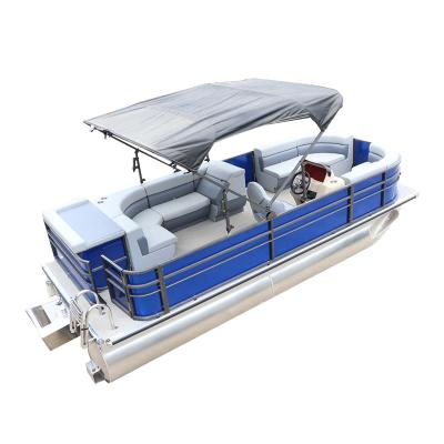 China Poseidon 5.8m 19ft Aluminum Aluminum Pontoon Boat With Bimini Cover for sale