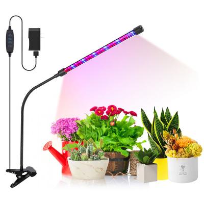 China Seed Starting 1 Head Adjustable Clip LED Grow Lights Spectrum Auto Timer 10 Specific Dimmable Brightness For Indoor Garden for sale