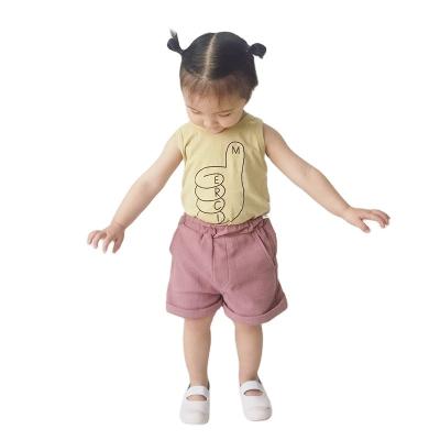 China Customized Size Summer Anti-shrink Casual Comfortable Babies Tops Boutique Clothing Set for sale